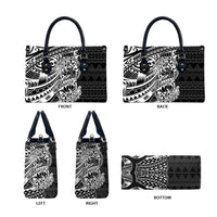 White Couple Dolphins Maori Polynesian Style Leather Bag - Polynesian Pride