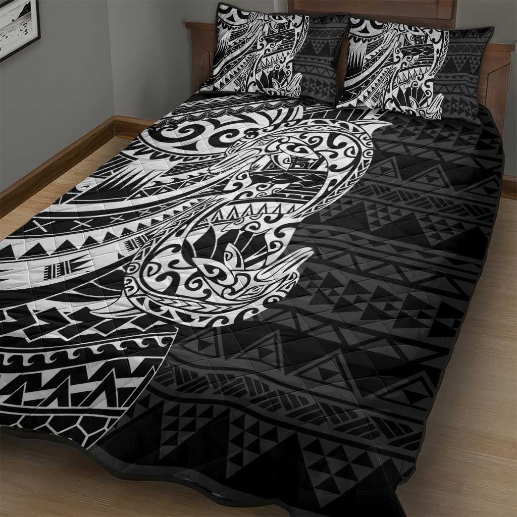 White Couple Dolphins Maori Polynesian Style Quilt Bed Set