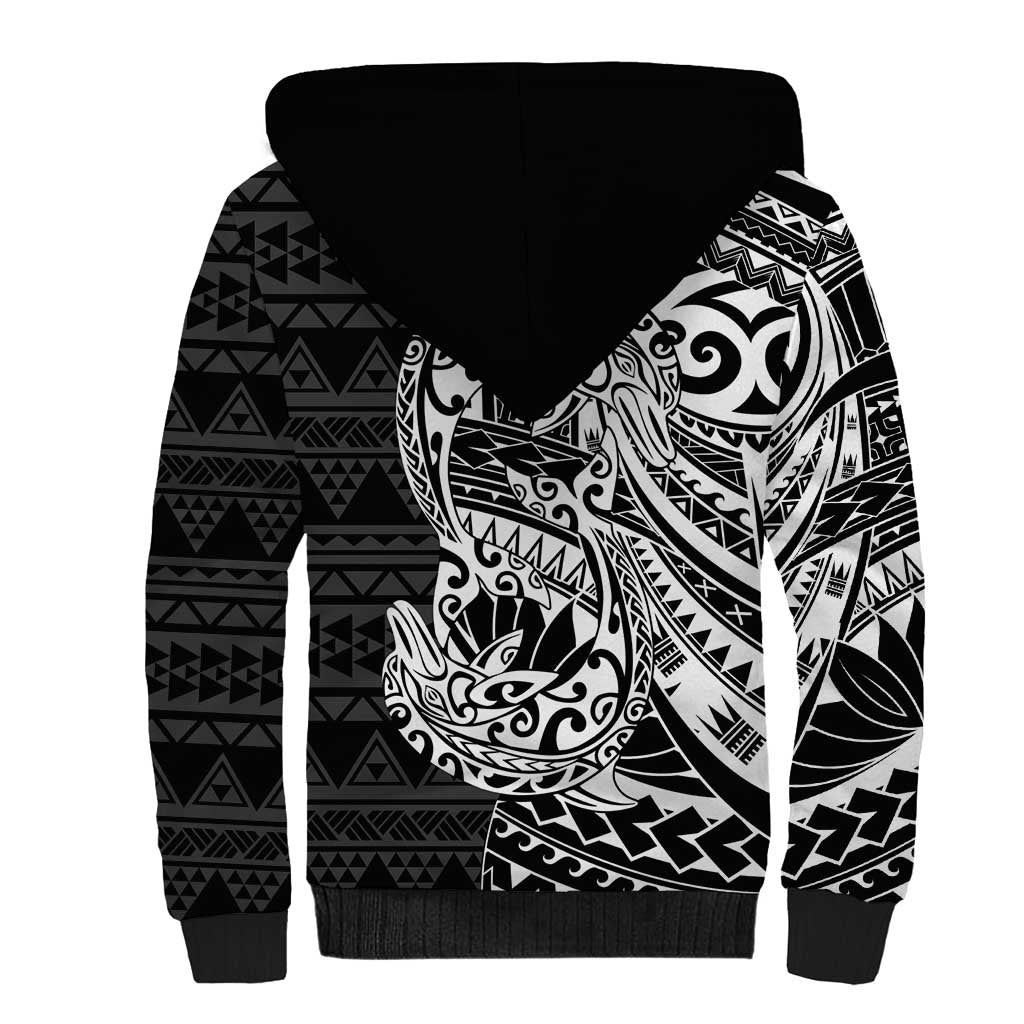 White Couple Dolphins Maori Polynesian Style Sherpa Hoodie LT9 - Polynesian Pride