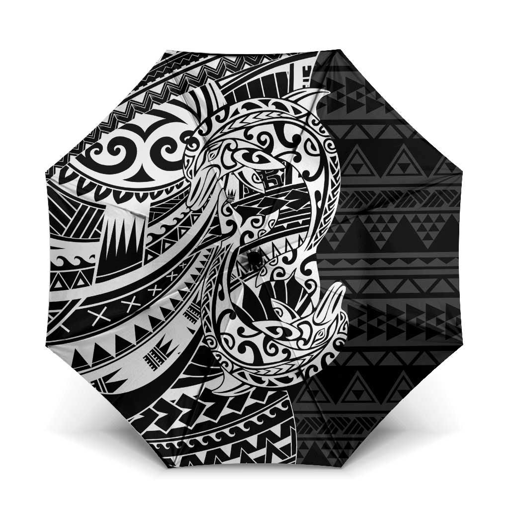 White Couple Dolphins Maori Polynesian Style Umbrella - Polynesian Pride