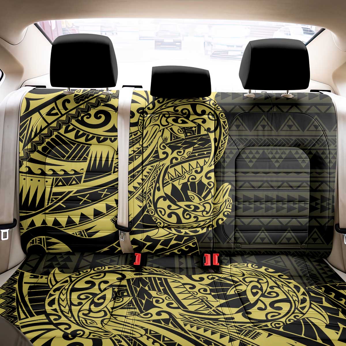 Yellow Couple Dolphins Maori Polynesian Style Back Car Seat Cover LT9 - Polynesian Pride
