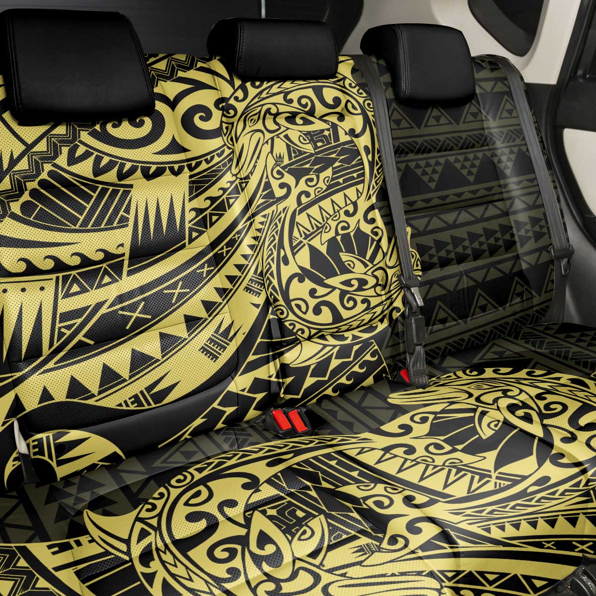 Yellow Couple Dolphins Maori Polynesian Style Back Car Seat Cover LT9 - Polynesian Pride