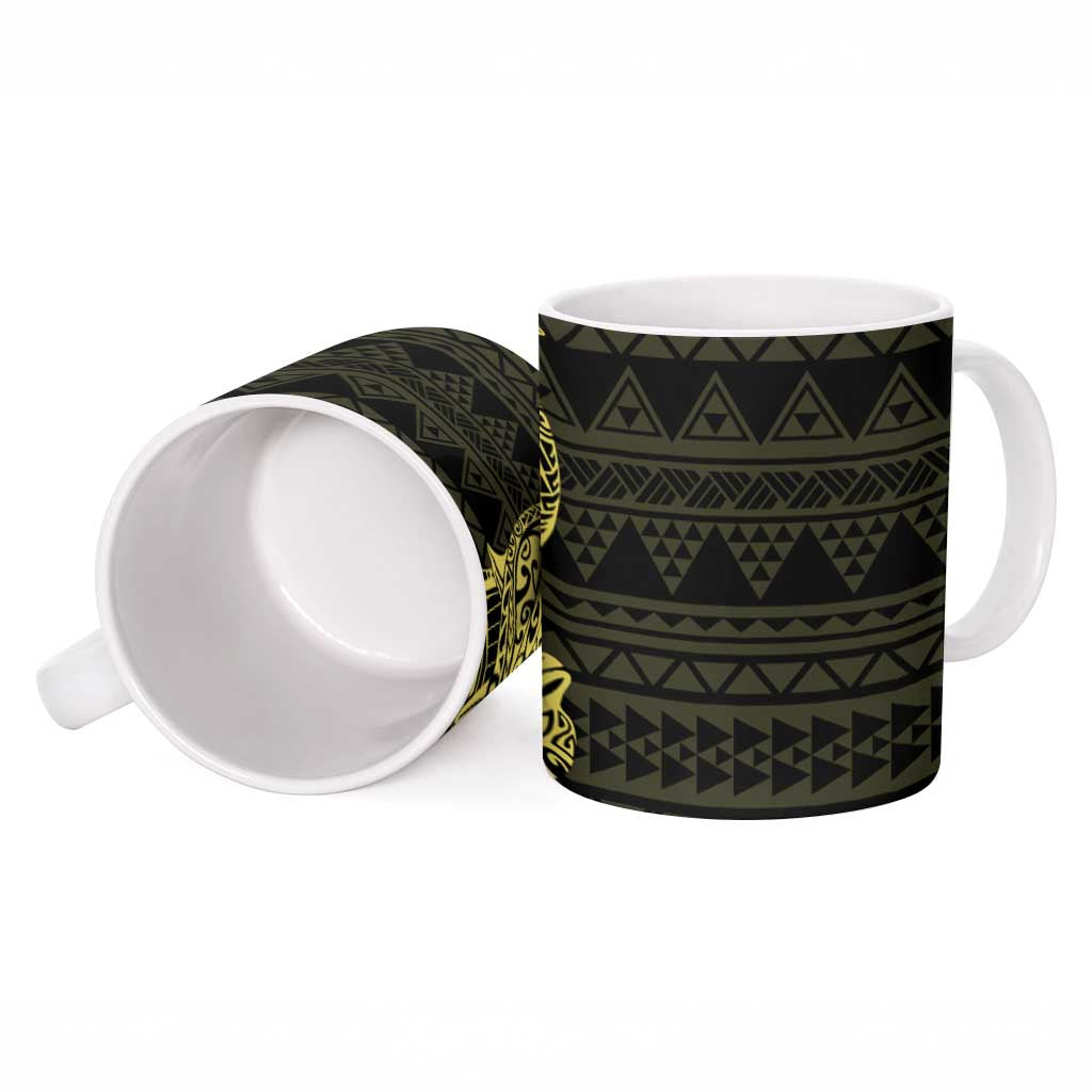 Yellow Couple Dolphins Maori Polynesian Style Ceramic Mug - Polynesian Pride