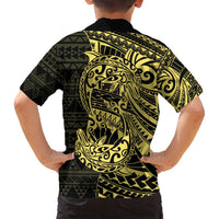 Yellow Couple Dolphins Maori Polynesian Style Family Matching Tank Maxi Dress and Hawaiian Shirt LT9 - Polynesian Pride