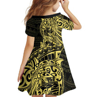 Yellow Couple Dolphins Maori Polynesian Style Family Matching Tank Maxi Dress and Hawaiian Shirt LT9 - Polynesian Pride