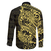 Yellow Couple Dolphins Maori Polynesian Style Family Matching Tank Maxi Dress and Hawaiian Shirt LT9 - Polynesian Pride