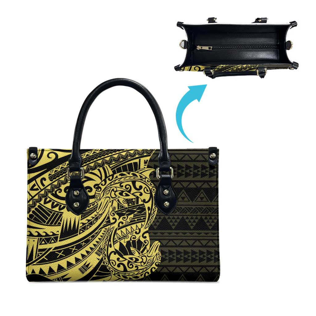 Yellow Couple Dolphins Maori Polynesian Style Leather Bag - Polynesian Pride
