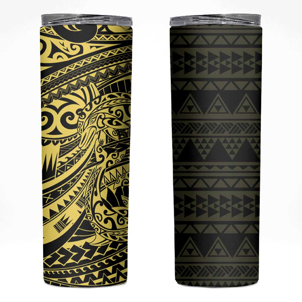 Yellow Couple Dolphins Maori Polynesian Style Skinny Tumbler LT9 Yellow - Polynesian Pride
