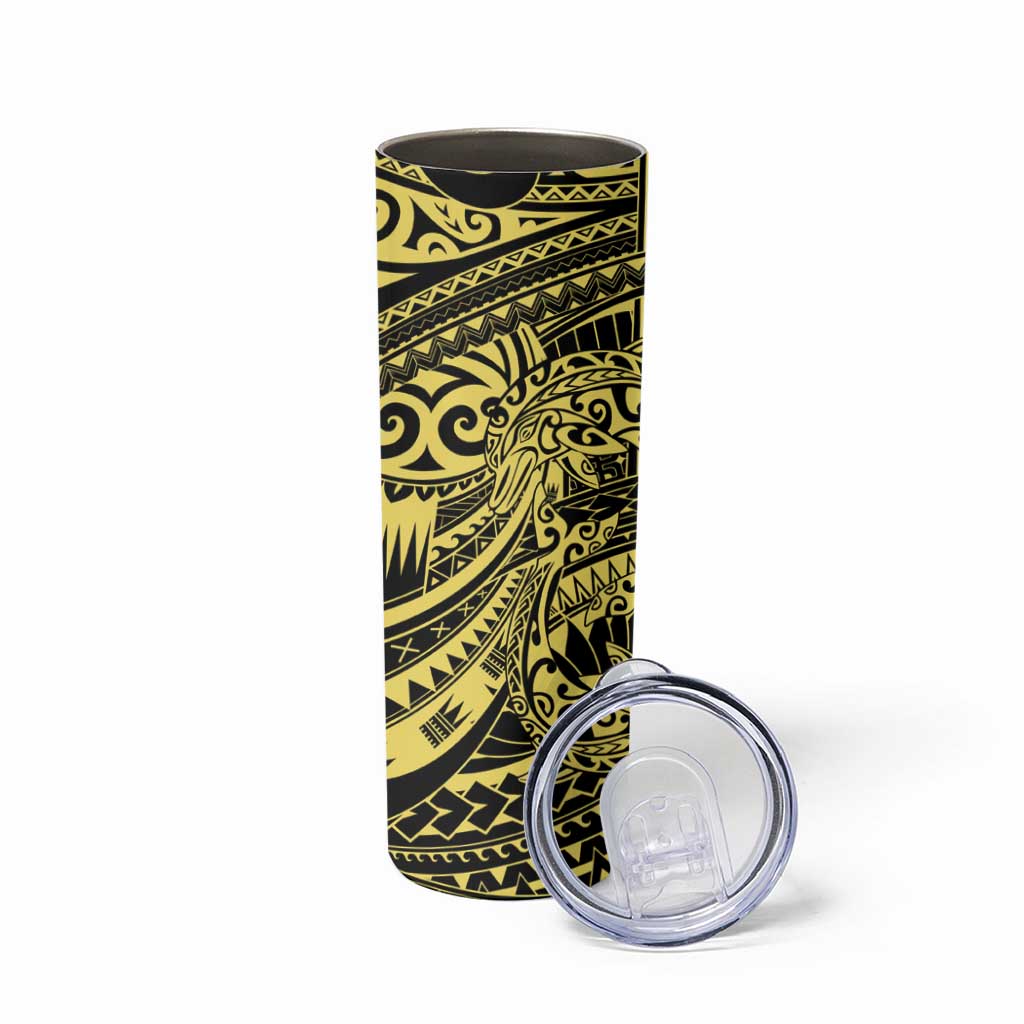 Yellow Couple Dolphins Maori Polynesian Style Skinny Tumbler LT9 - Polynesian Pride