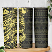 Yellow Couple Dolphins Maori Polynesian Style Skinny Tumbler LT9 - Polynesian Pride