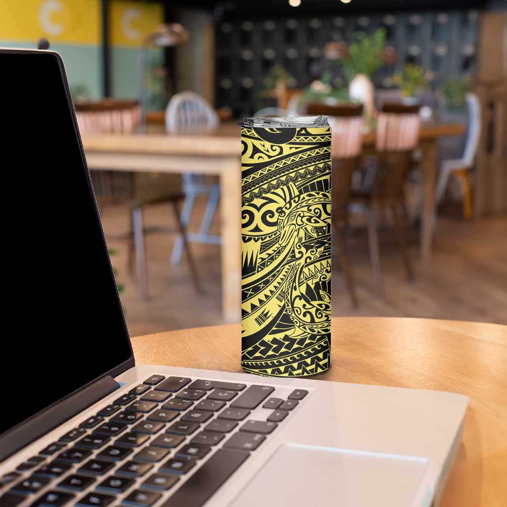 Yellow Couple Dolphins Maori Polynesian Style Skinny Tumbler LT9 - Polynesian Pride