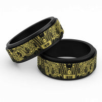 Yellow Couple Dolphins Maori Polynesian Style Spinner Ring - Polynesian Pride