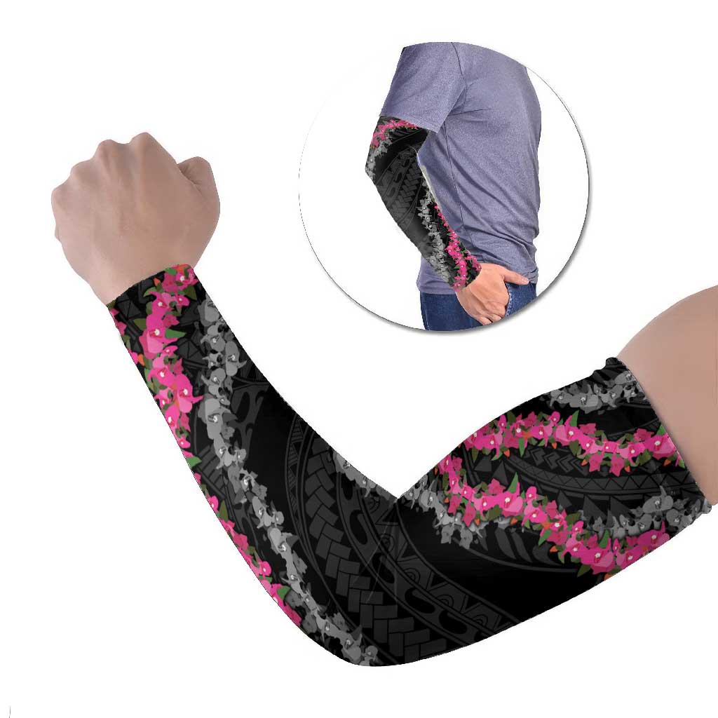 Guam Bougainvillea Lei Arm Sleeves Chamorro Tribal Pattern - Polynesian Pride