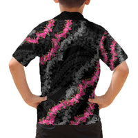 Guam Bougainvillea Lei Family Matching Off The Shoulder Long Sleeve Dress and Hawaiian Shirt Chamorro Tribal Pattern LT9 - Polynesian Pride