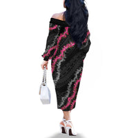 Guam Bougainvillea Lei Family Matching Off The Shoulder Long Sleeve Dress and Hawaiian Shirt Chamorro Tribal Pattern LT9 - Polynesian Pride
