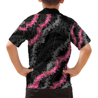 Guam Bougainvillea Lei Family Matching Off Shoulder Maxi Dress and Hawaiian Shirt Chamorro Tribal Pattern LT9 - Polynesian Pride