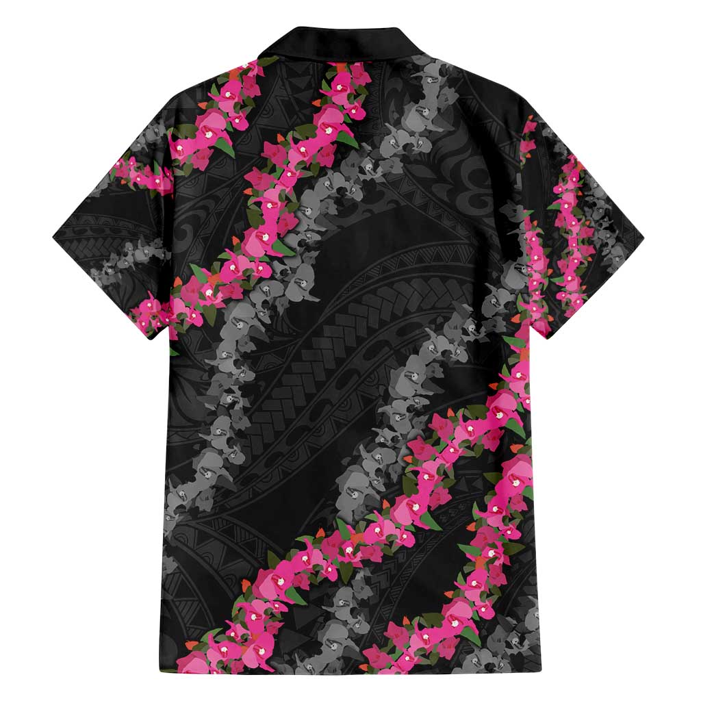Guam Bougainvillea Lei Family Matching Off Shoulder Maxi Dress and Hawaiian Shirt Chamorro Tribal Pattern LT9 - Polynesian Pride
