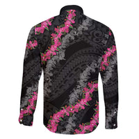 Guam Bougainvillea Lei Family Matching Off Shoulder Maxi Dress and Hawaiian Shirt Chamorro Tribal Pattern LT9 - Polynesian Pride