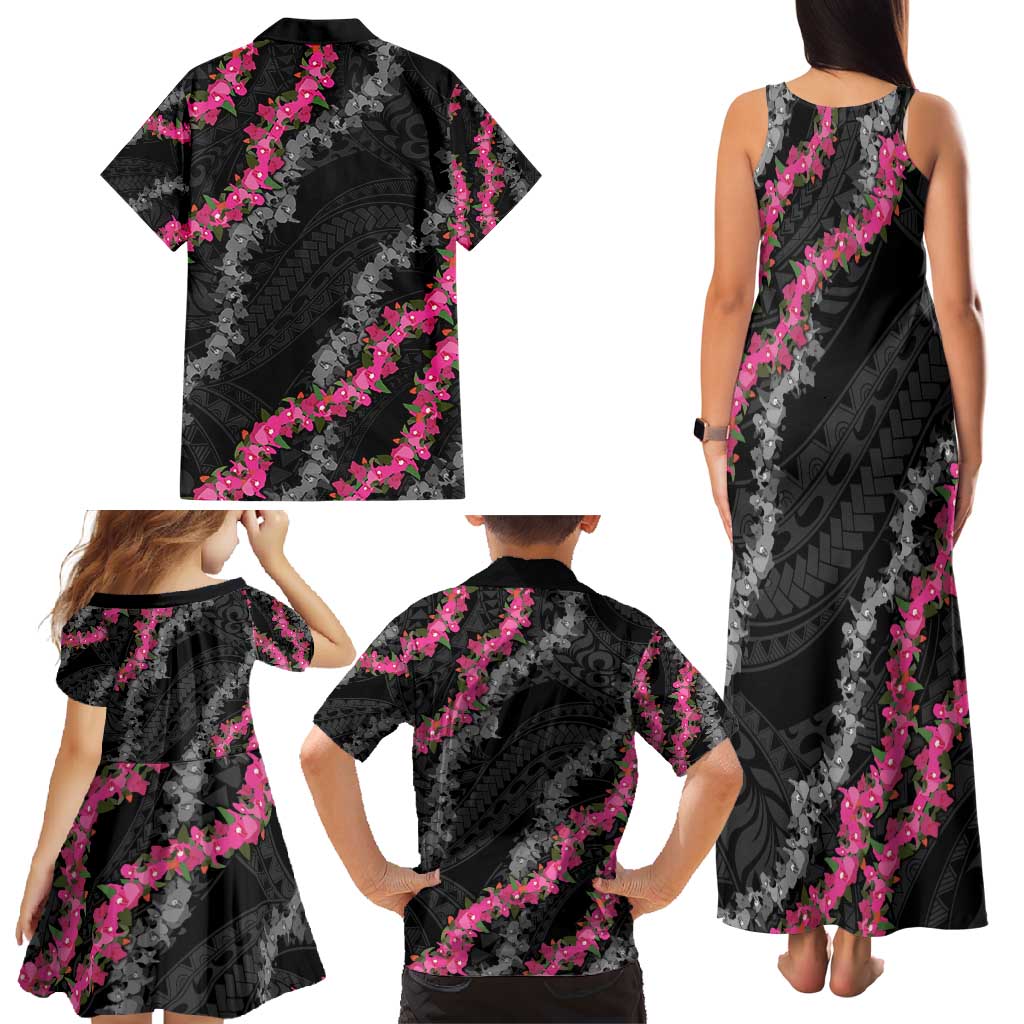 Guam Bougainvillea Lei Family Matching Tank Maxi Dress and Hawaiian Shirt Chamorro Tribal Pattern LT9 - Polynesian Pride