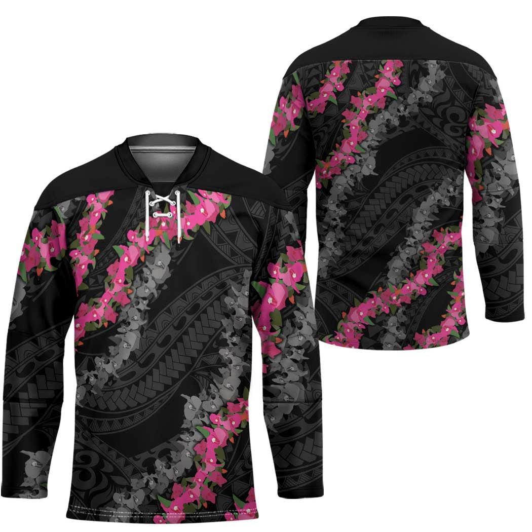 Guam Bougainvillea Lei Hockey Jersey Chamorro Tribal Pattern - Polynesian Pride