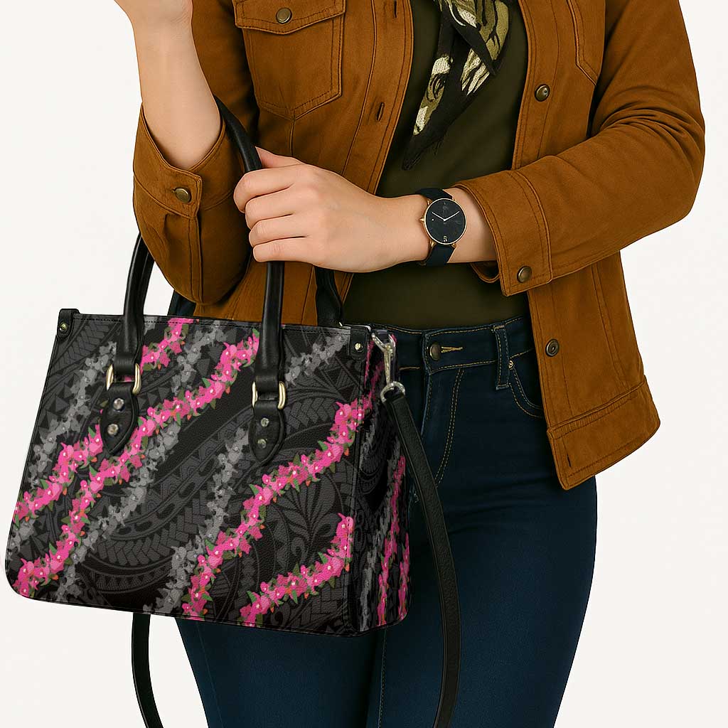 Guam Bougainvillea Lei Leather Bag Chamorro Tribal Pattern - Polynesian Pride