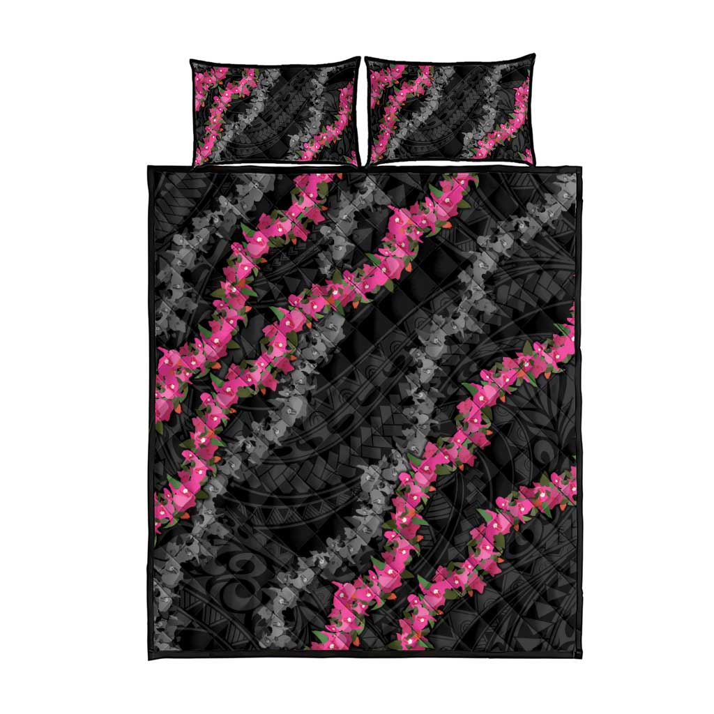 Guam Bougainvillea Lei Quilt Bed Set Chamorro Tribal Pattern