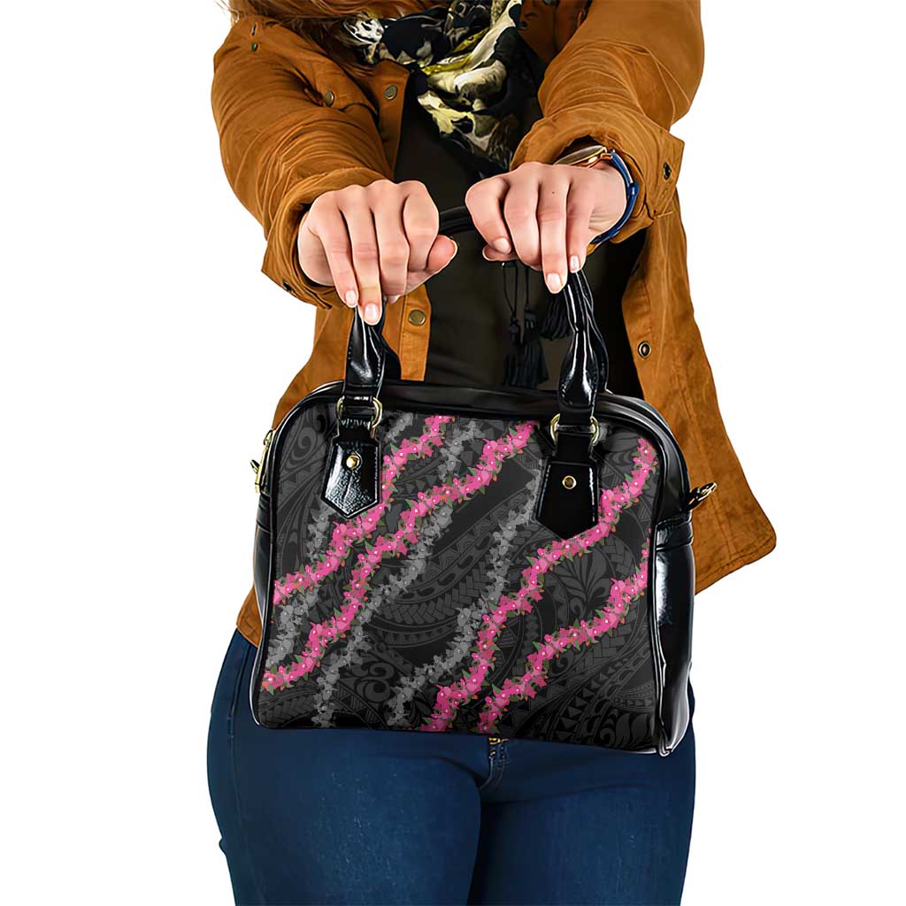 Guam Bougainvillea Lei Shoulder Handbag Chamorro Tribal Pattern