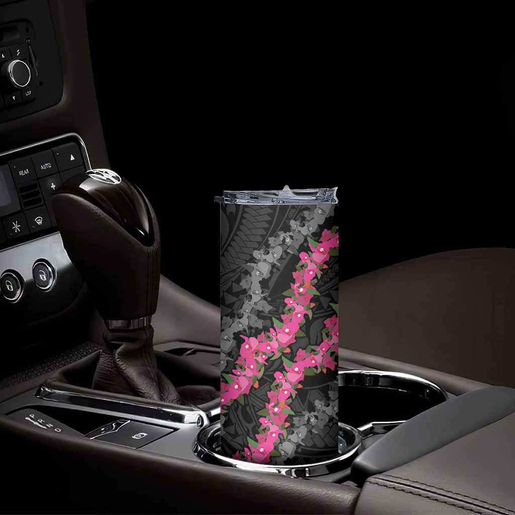 Guam Bougainvillea Lei Skinny Tumbler Chamorro Tribal Pattern