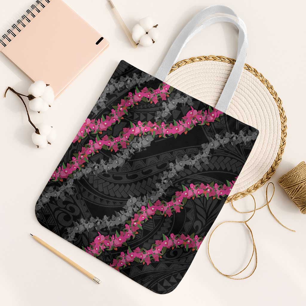 Guam Bougainvillea Lei Tote Bag Chamorro Tribal Pattern - Polynesian Pride