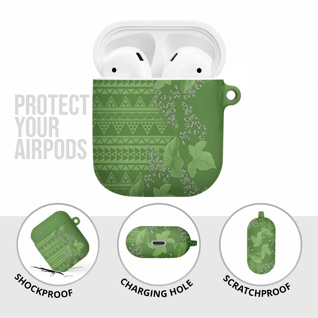 Hawaii Molokai Island Kukui Nut Flowers AirPods Case Tribal Kakau Pattern - Polynesian Pride