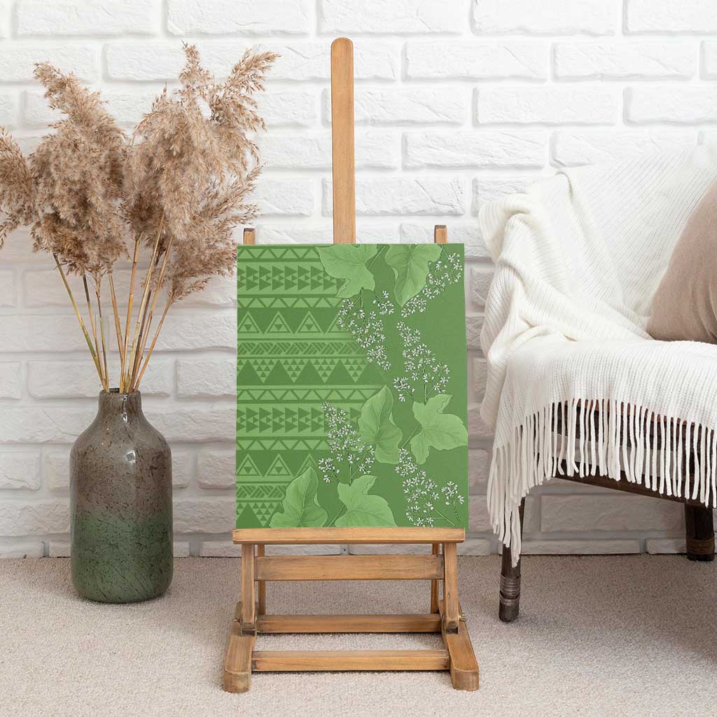 Hawaii Molokai Island Kukui Nut Flowers Canvas Wall Art Tribal Kakau Pattern