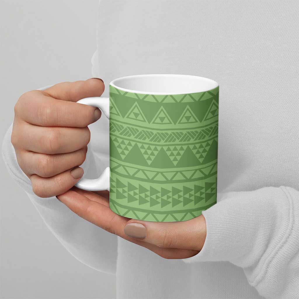 Hawaii Molokai Island Kukui Nut Flowers Ceramic Mug Tribal Kakau Pattern - Polynesian Pride
