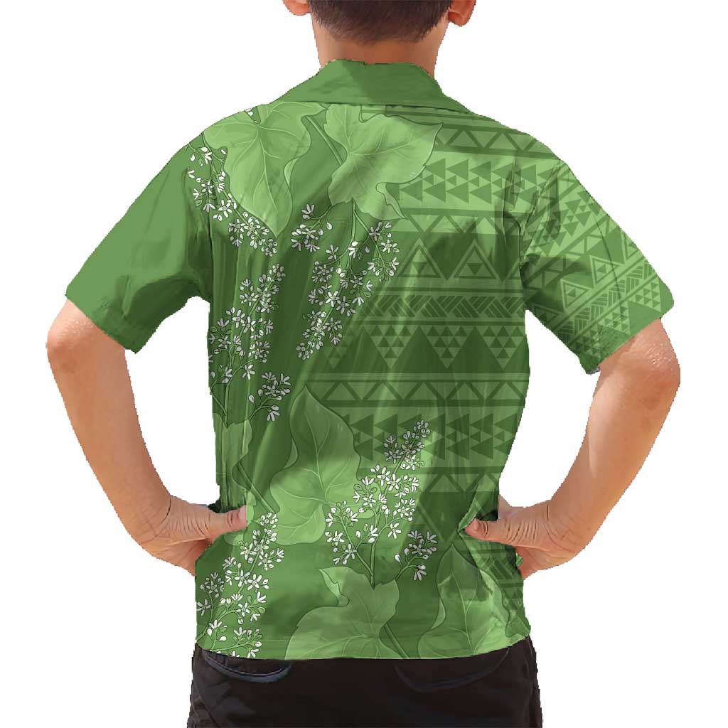 Hawaii Molokai Island Kukui Nut Flowers Family Matching Off Shoulder Short Dress and Hawaiian Shirt Tribal Kakau Pattern LT9 - Polynesian Pride