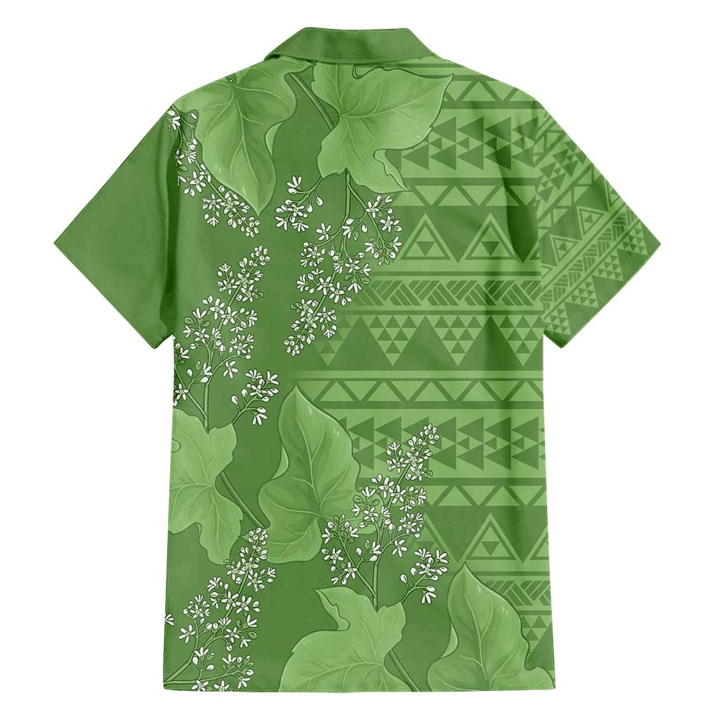 Hawaii Molokai Island Kukui Nut Flowers Family Matching Off Shoulder Short Dress and Hawaiian Shirt Tribal Kakau Pattern LT9 - Polynesian Pride