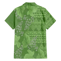 Hawaii Molokai Island Kukui Nut Flowers Family Matching Off Shoulder Short Dress and Hawaiian Shirt Tribal Kakau Pattern LT9 - Polynesian Pride