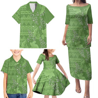 Hawaii Molokai Island Kukui Nut Flowers Family Matching Puletasi and Hawaiian Shirt Tribal Kakau Pattern LT9 - Polynesian Pride