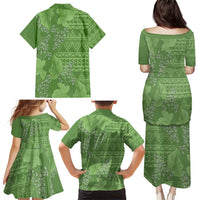 Hawaii Molokai Island Kukui Nut Flowers Family Matching Puletasi and Hawaiian Shirt Tribal Kakau Pattern LT9 - Polynesian Pride