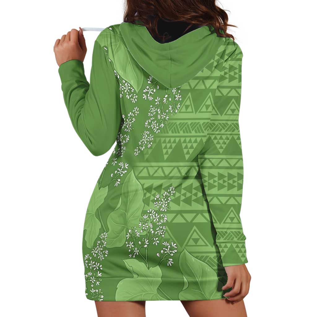 Hawaii Molokai Island Kukui Nut Flowers Hoodie Dress Tribal Kakau Pattern LT9 - Polynesian Pride