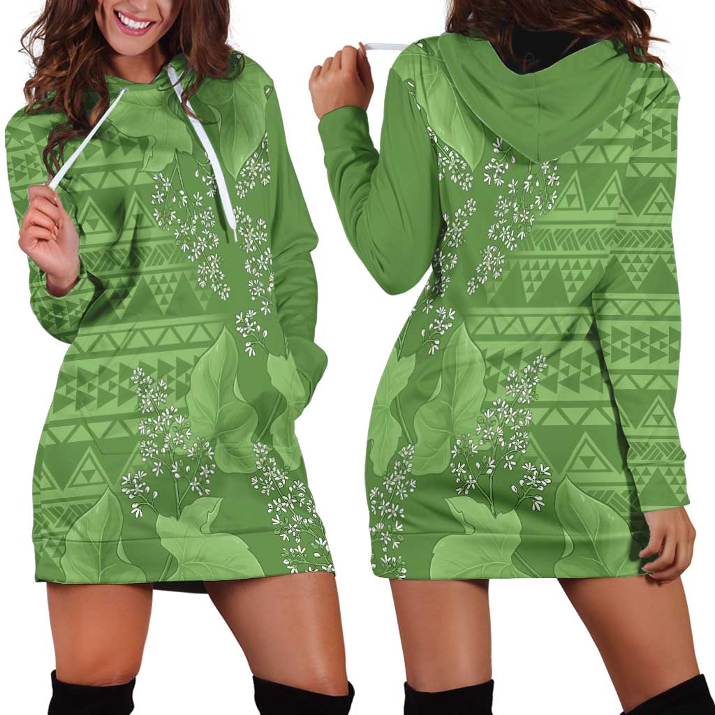 Hawaii Molokai Island Kukui Nut Flowers Hoodie Dress Tribal Kakau Pattern LT9 - Polynesian Pride