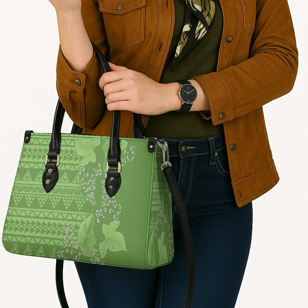Hawaii Molokai Island Kukui Nut Flowers Leather Bag Tribal Kakau Pattern - Polynesian Pride