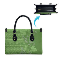 Hawaii Molokai Island Kukui Nut Flowers Leather Bag Tribal Kakau Pattern - Polynesian Pride