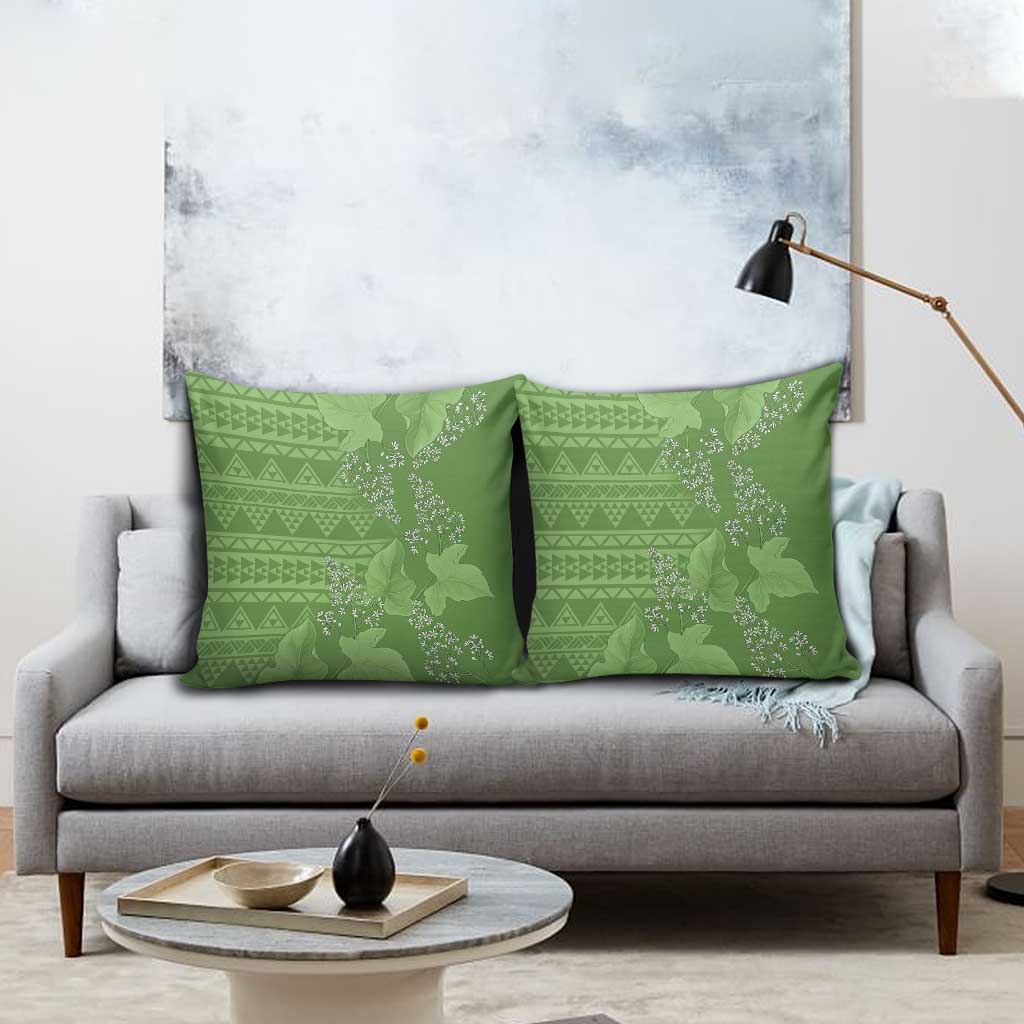 Hawaii Molokai Island Kukui Nut Flowers Pillow Cover Tribal Kakau Pattern - Polynesian Pride