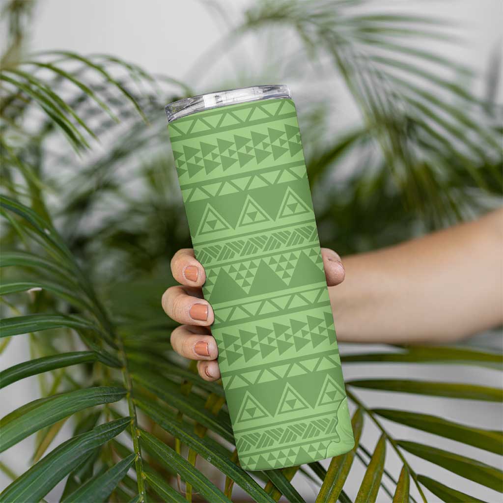 Hawaii Molokai Island Kukui Nut Flowers Skinny Tumbler Tribal Kakau Pattern LT9 - Polynesian Pride