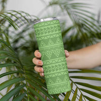 Hawaii Molokai Island Kukui Nut Flowers Skinny Tumbler Tribal Kakau Pattern LT9 - Polynesian Pride