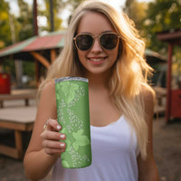 Hawaii Molokai Island Kukui Nut Flowers Skinny Tumbler Tribal Kakau Pattern LT9 - Polynesian Pride