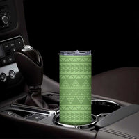 Hawaii Molokai Island Kukui Nut Flowers Skinny Tumbler Tribal Kakau Pattern LT9 - Polynesian Pride