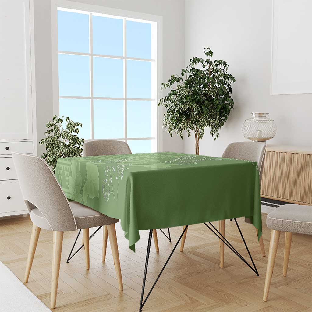 Hawaii Molokai Island Kukui Nut Flowers Tablecloth Tribal Kakau Pattern