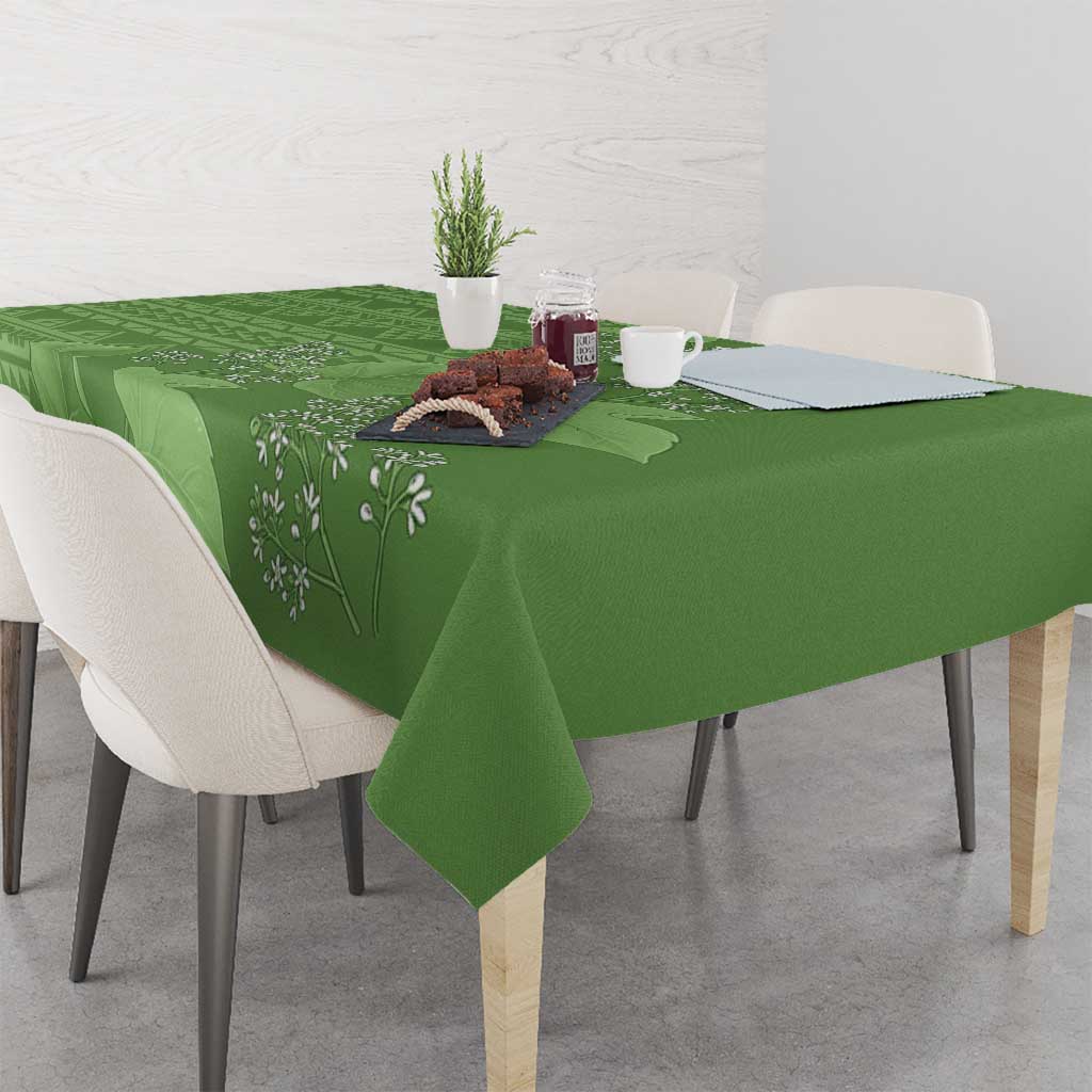 Hawaii Molokai Island Kukui Nut Flowers Tablecloth Tribal Kakau Pattern