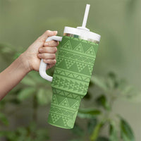 Hawaii Molokai Island Kukui Nut Flowers Tumbler With Handle Tribal Kakau Pattern