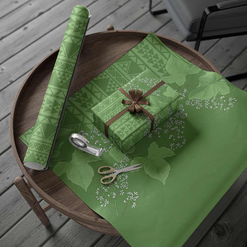 Hawaii Molokai Island Kukui Nut Flowers Wrapping Paper Tribal Kakau Pattern - Polynesian Pride